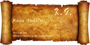 Kain Iván névjegykártya